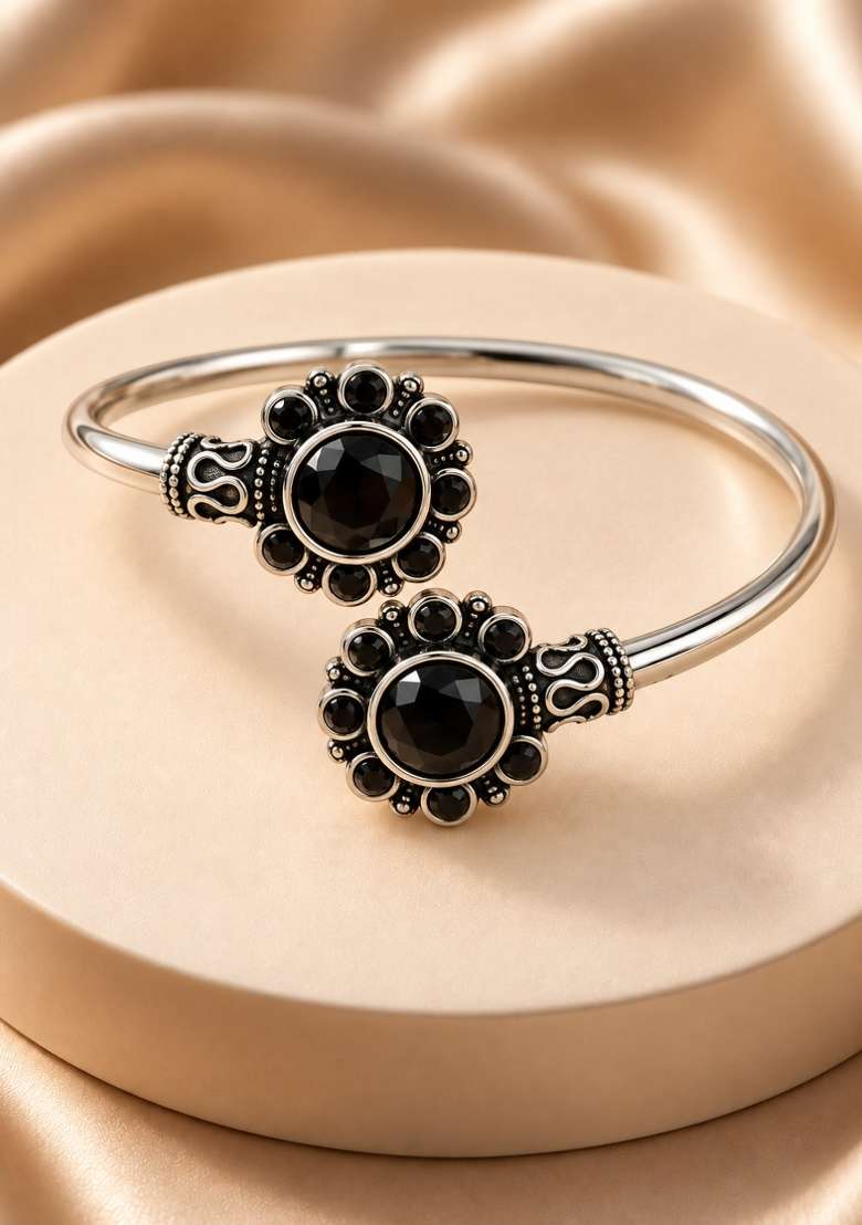 Silver Artificial Stones German Silver Bracelet - Indya
