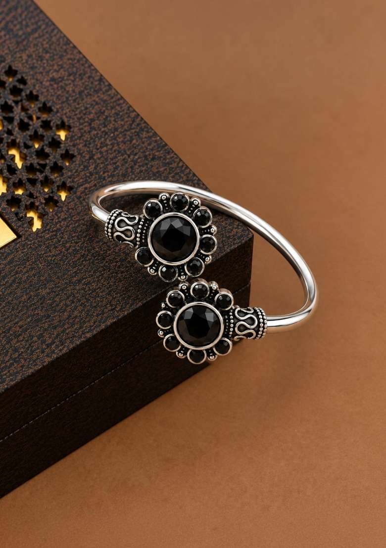 Silver Artificial Stones German Silver Bracelet - Indya