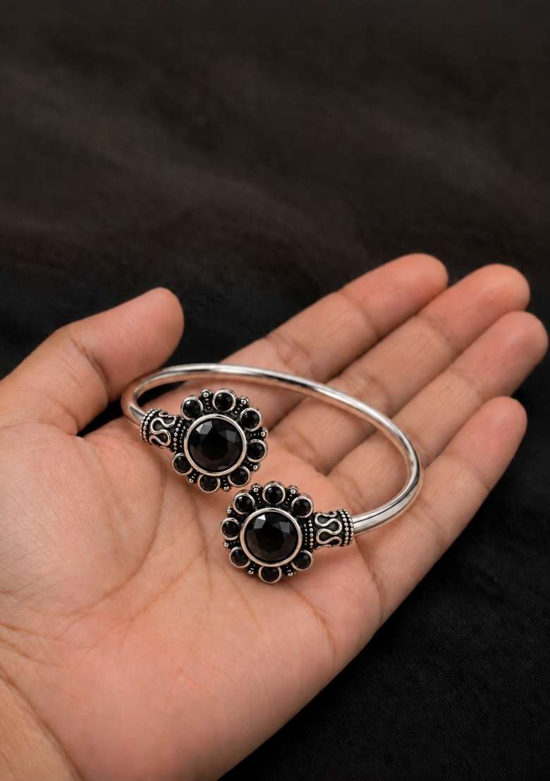 Silver Artificial Stones German Silver Bracelet - Indya