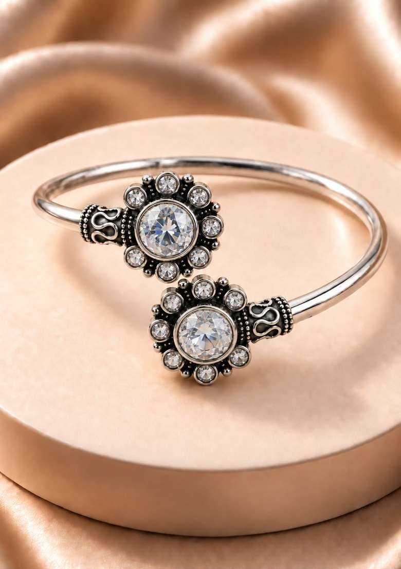 Silver Artificial Stones German Silver Bracelet - Indya