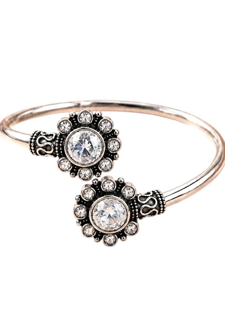 Silver Artificial Stones German Silver Bracelet - Indya