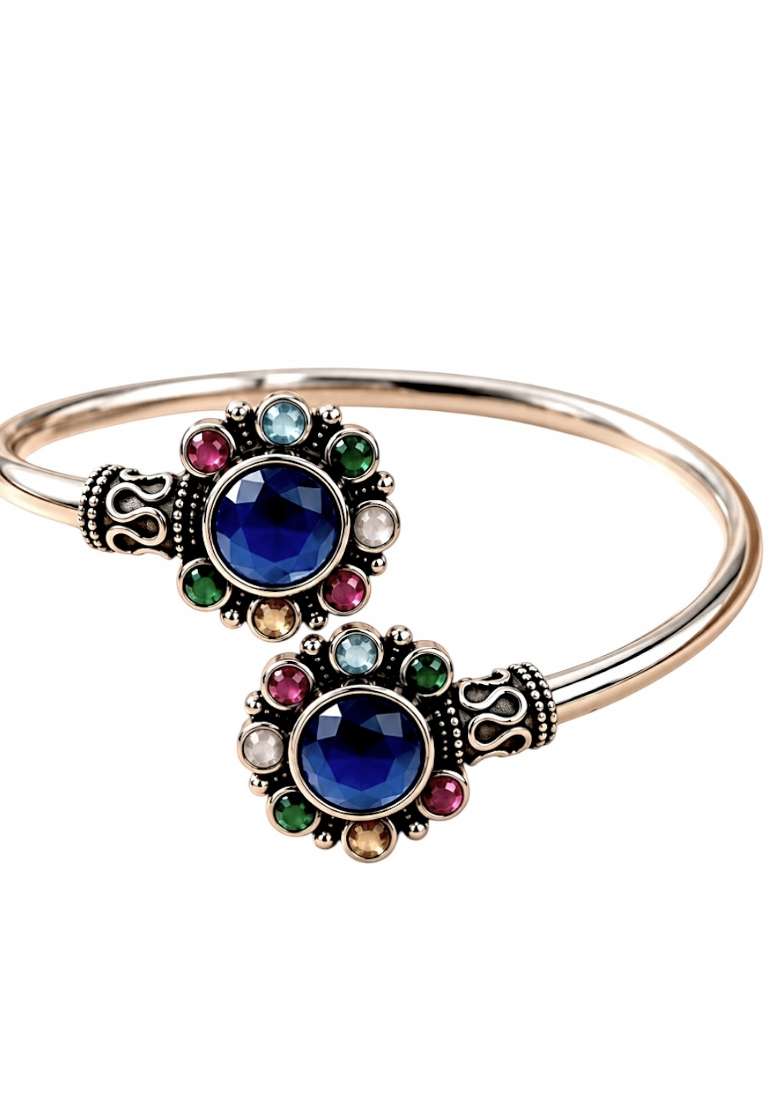 Silver Artificial Stones German Silver Bracelet - Indya