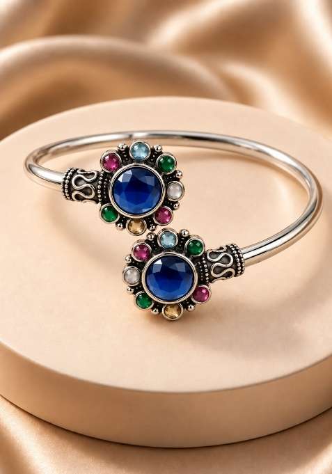 Silver Artificial Stones German Silver Bracelet