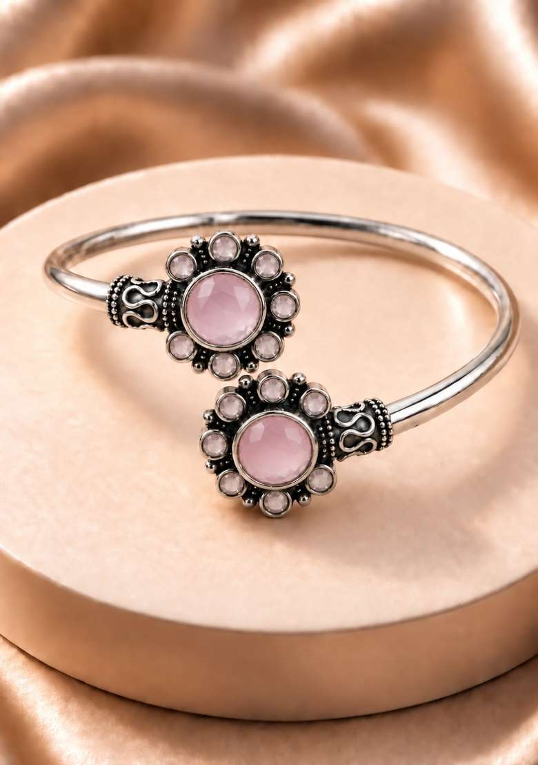 Silver Artificial Stones German Silver Bracelet - Indya
