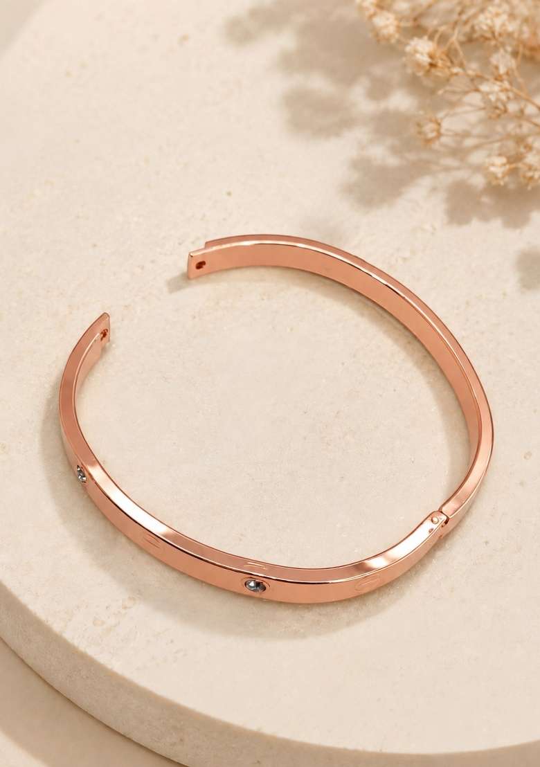 Golden Cubic Zirconia Alloy Bracelet - Indya