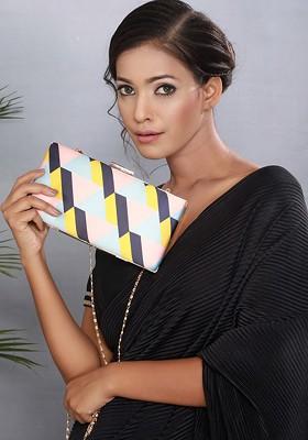 Geometric Printed Box Clutch