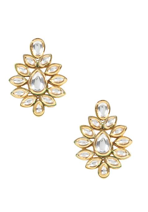 Silver Handcrafted Kundan Embellished Earrings