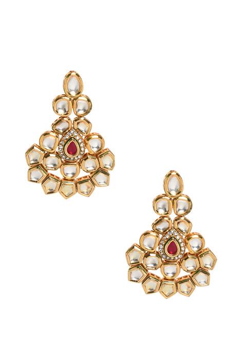 Gold Tone Handcrafted Kundan Studded Earrings