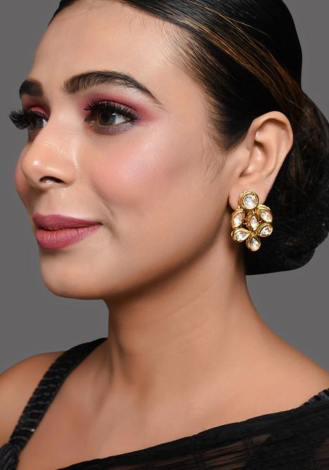 Gold Tone Handcrafted Kundan Earrings