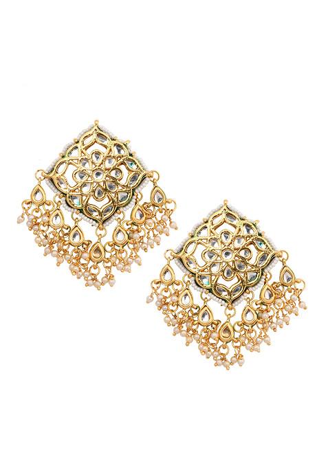 Gold Tone Kundan Earrings