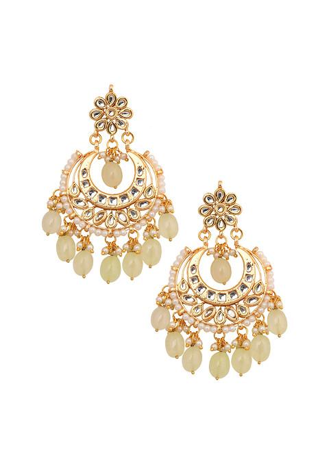 Silver Handcrafted Kundan Chandbali Earrings