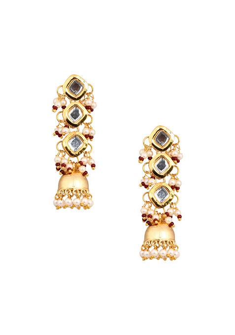 White Gold Tone Kundan Earrings