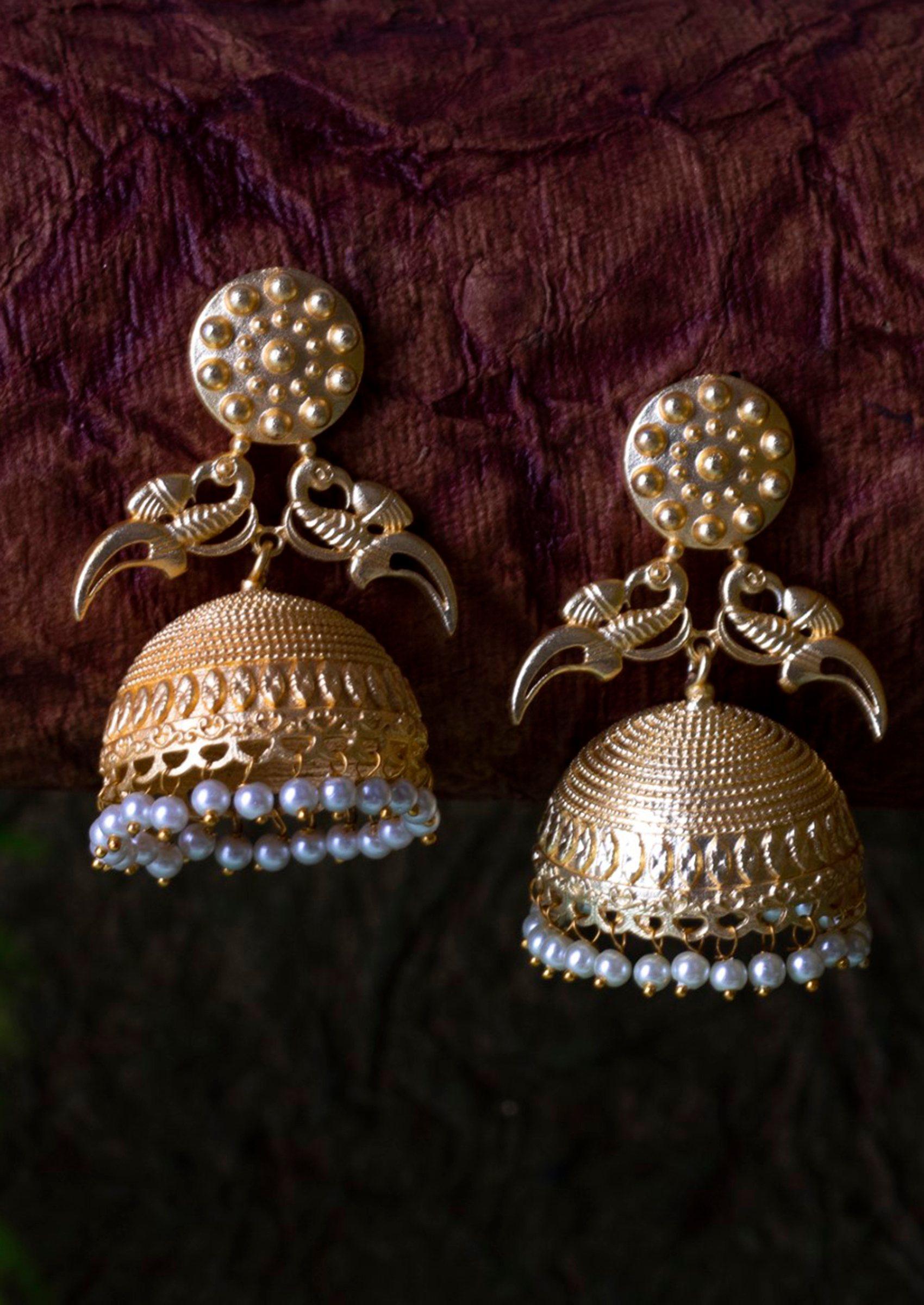 Matte Gold Finish Stud Earrings - Indya