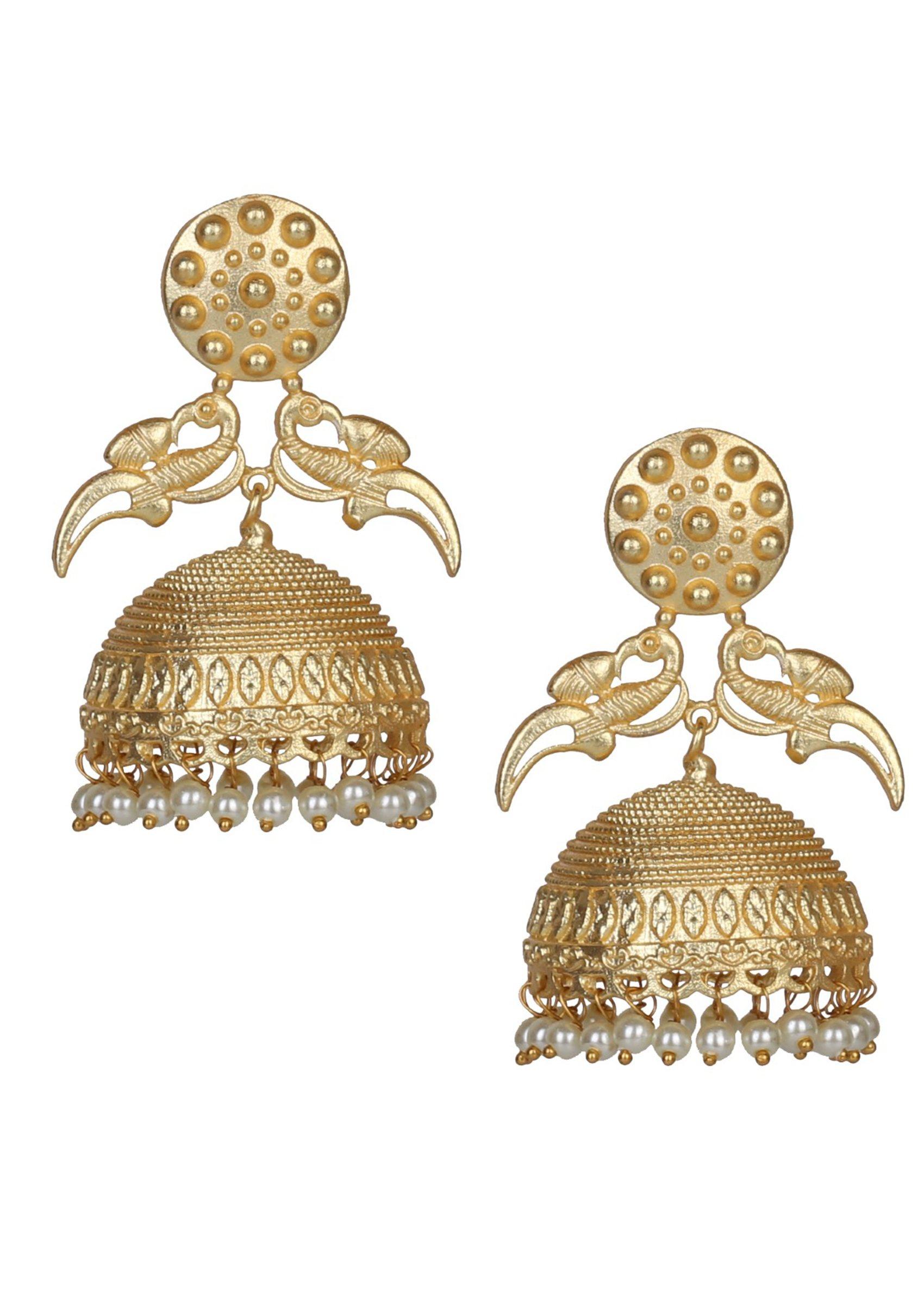 Matte Gold Finish Stud Earrings - Indya