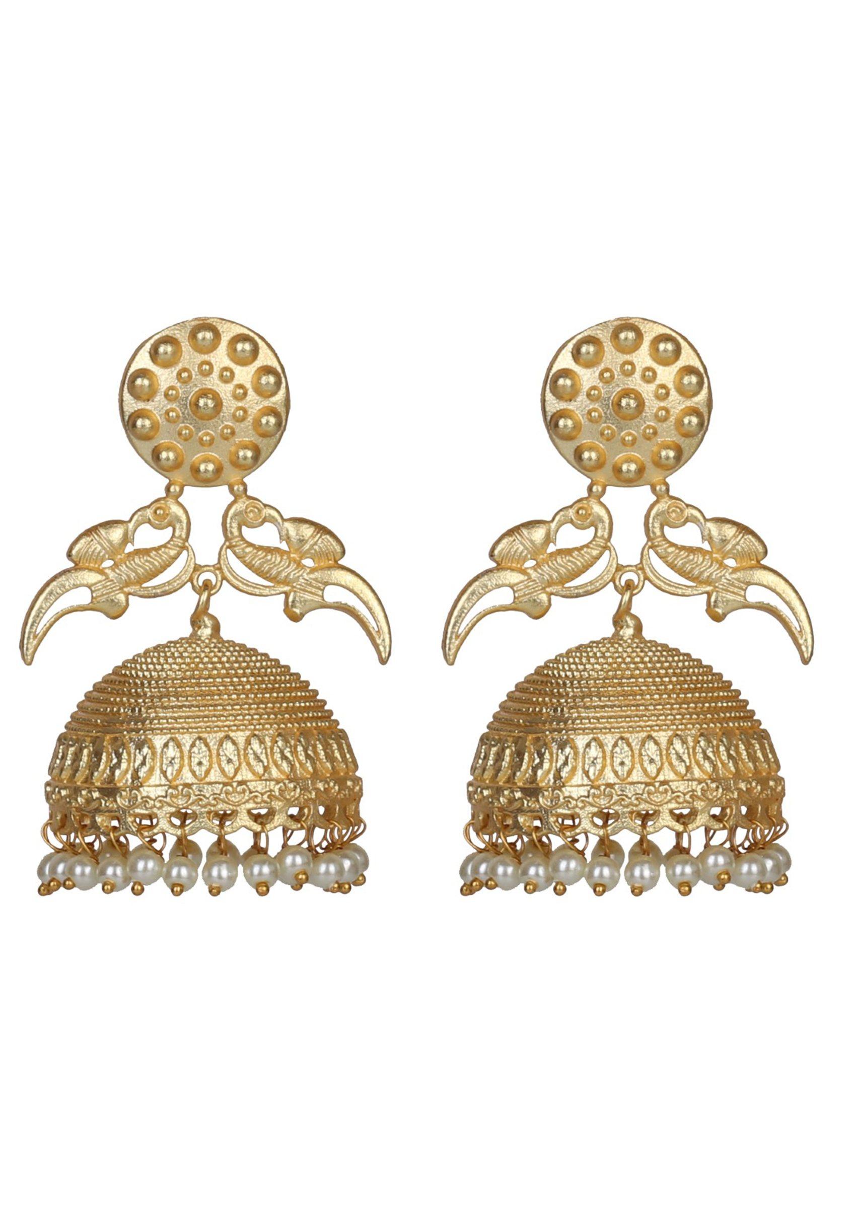 Matte Gold Finish Stud Earrings - Indya