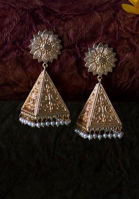 Matte Gold Finish Handcrafted Stud Earrings