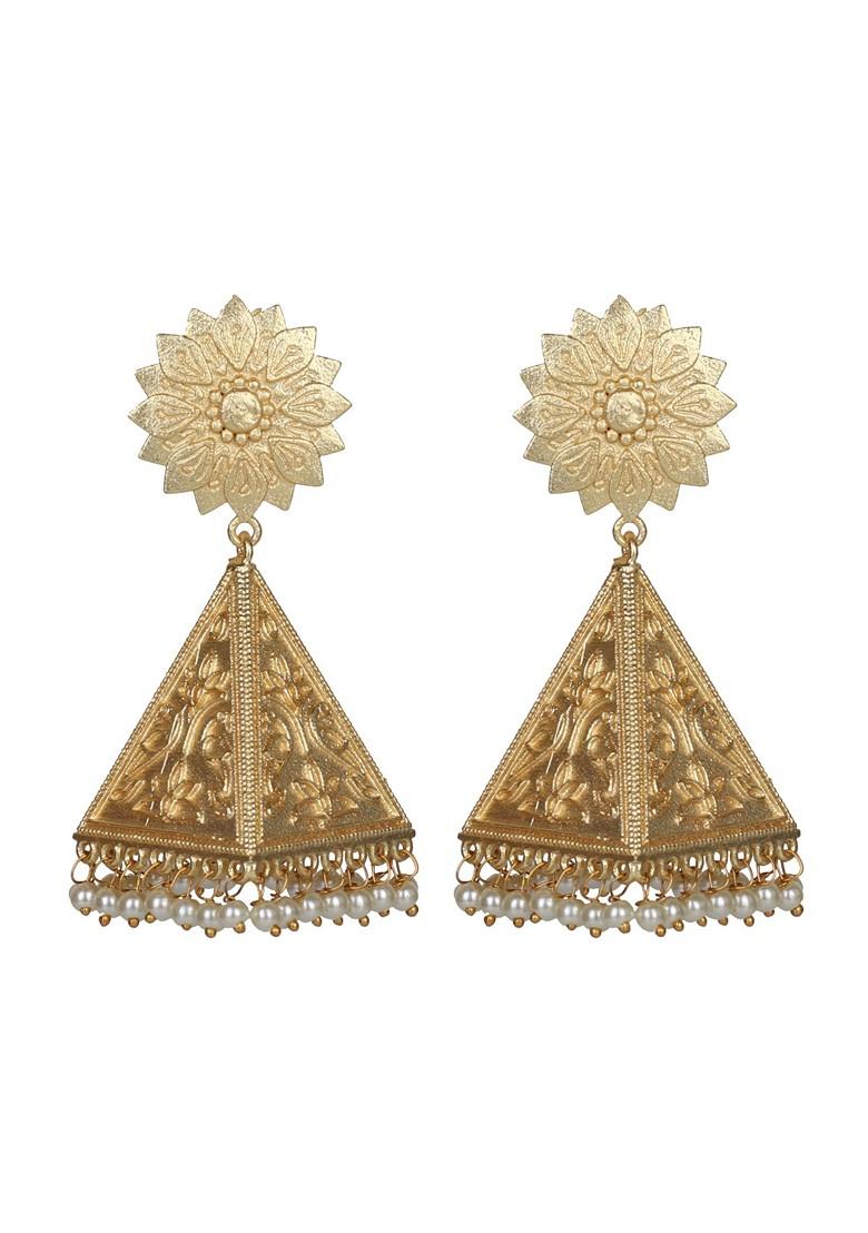 Matte Gold Finish Handcrafted Stud Earrings - Indya