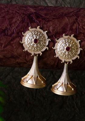 Matte Gold Finish Handcrafted Stud Earrings