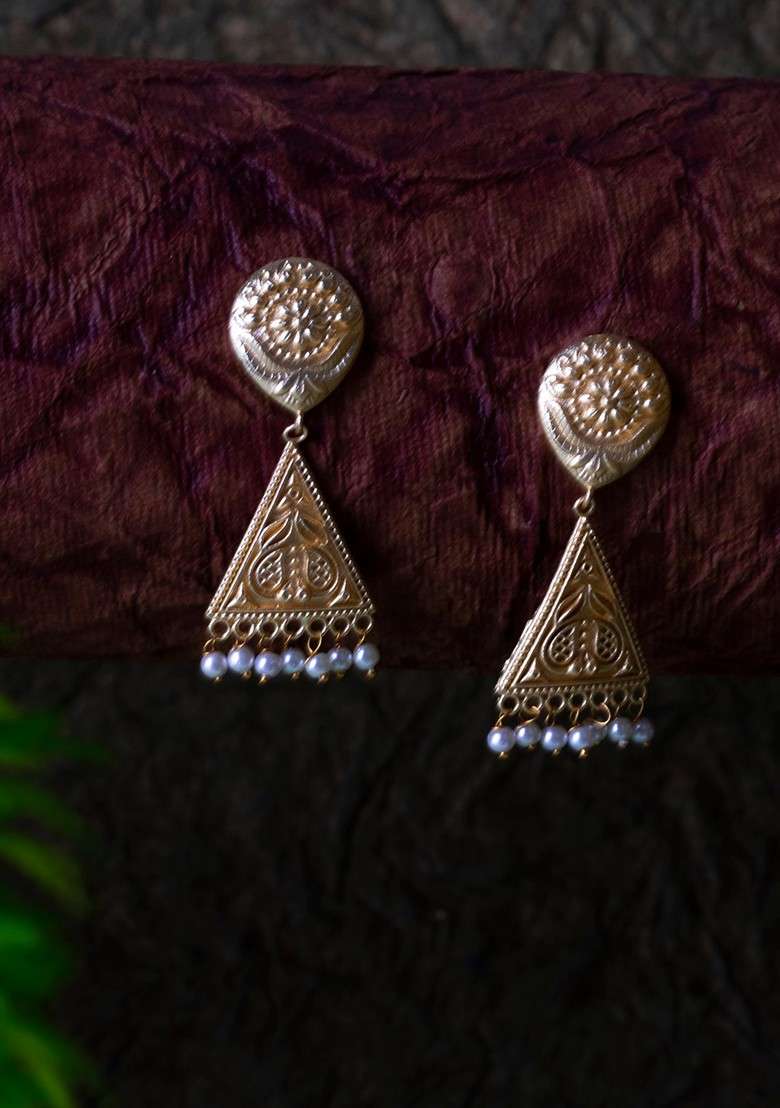 Matte Gold Finish Handcrafted Stud Earrings - Indya