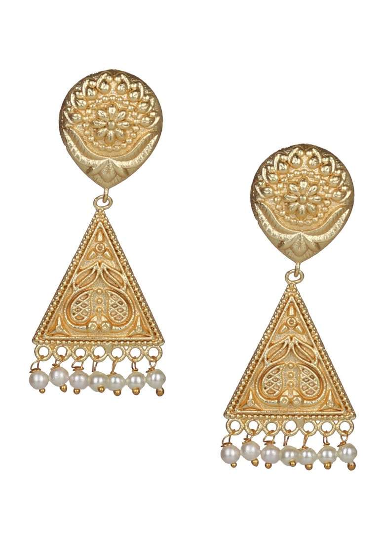 Matte Gold Finish Handcrafted Stud Earrings - Indya