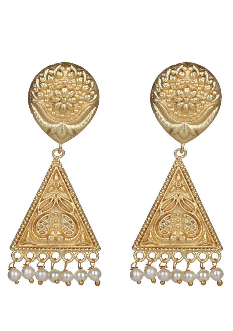 Matte Gold Finish Handcrafted Stud Earrings - Indya