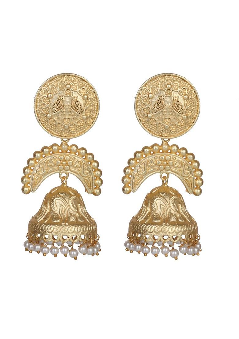 Matte Gold Finish Handcrafted Stud Earrings - Indya
