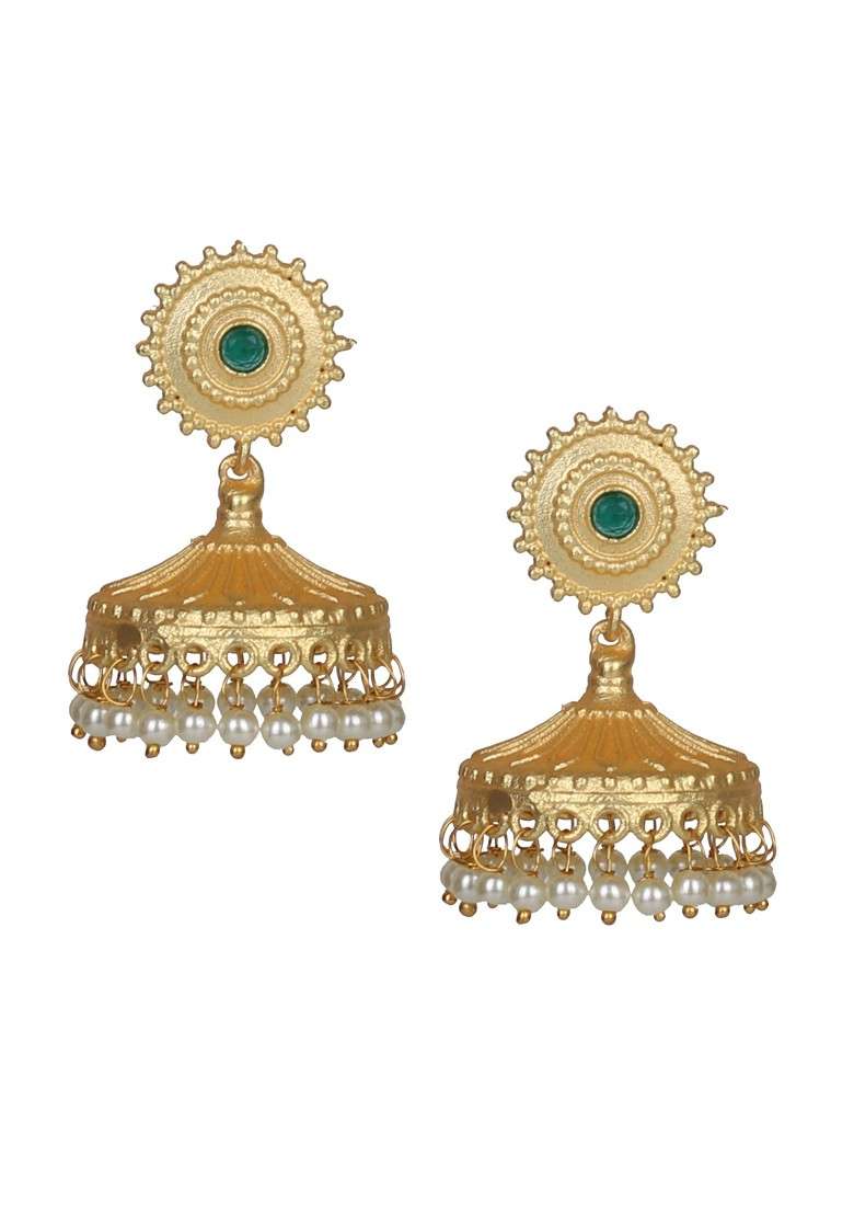 Matte Gold Tone Handcrafted Stud Earrings - Indya
