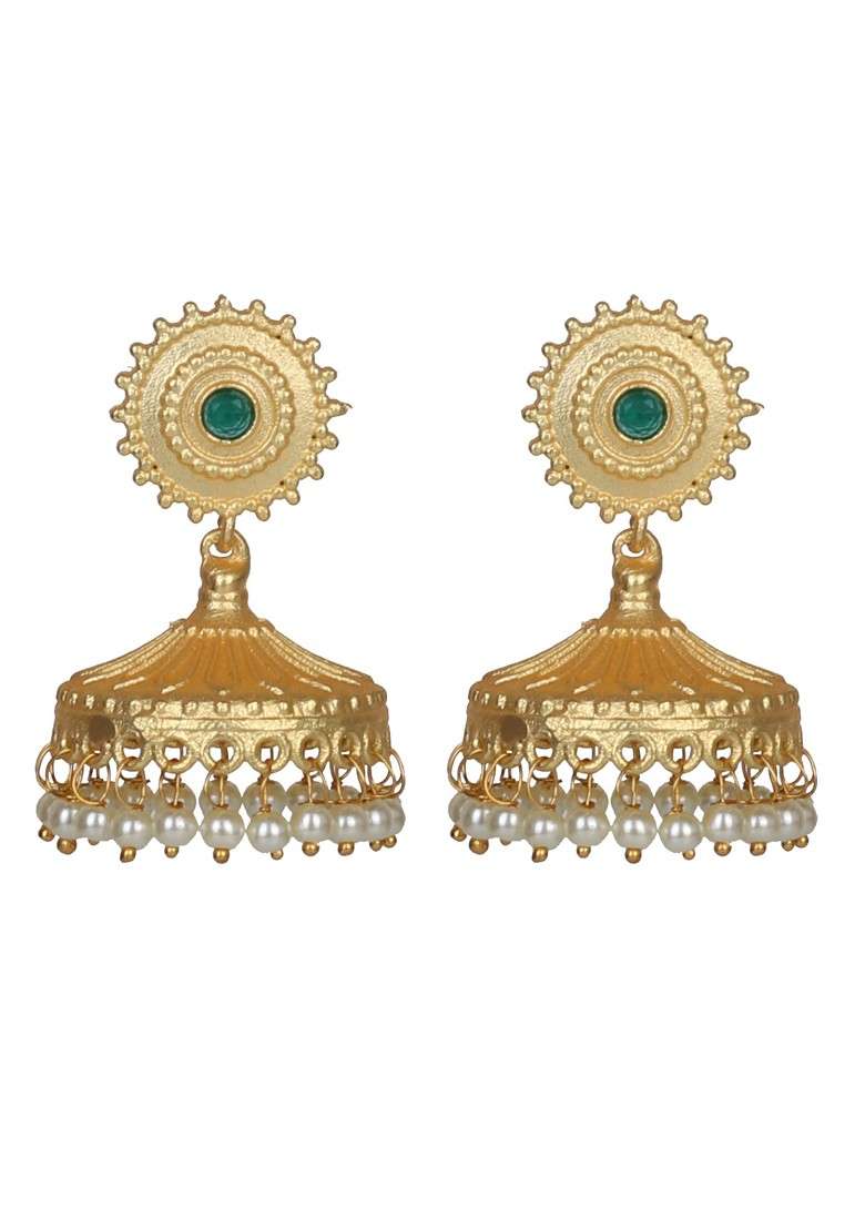 Matte Gold Tone Handcrafted Stud Earrings - Indya