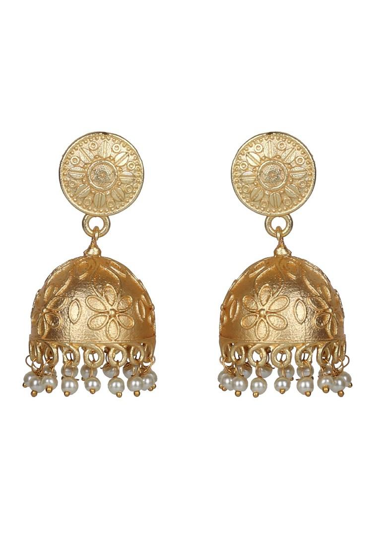 Matte Gold Finish Handcrafted Stud Earrings - Indya