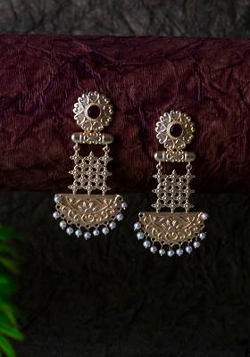 Matte Gold Finish Handcrafted Stud Earrings