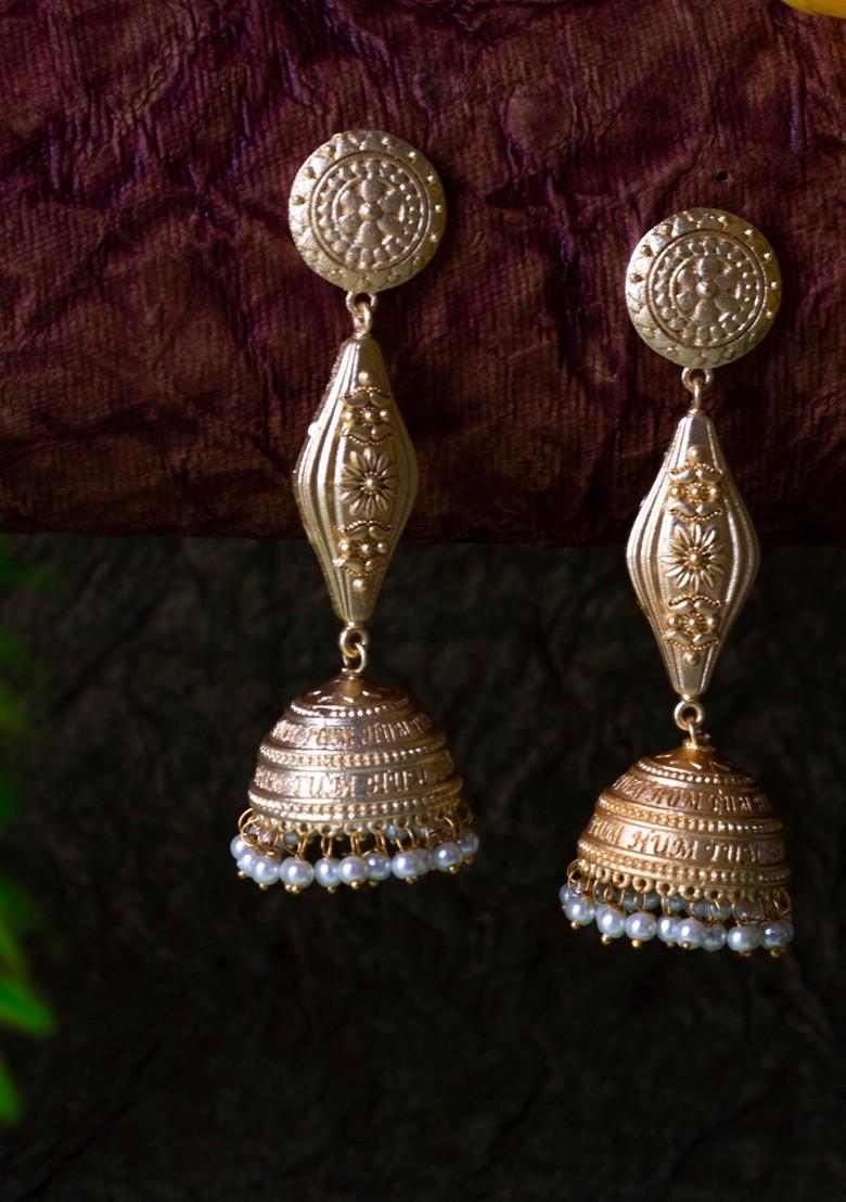 Matte Gold Finish Handcrafted Stud Earrings - Indya