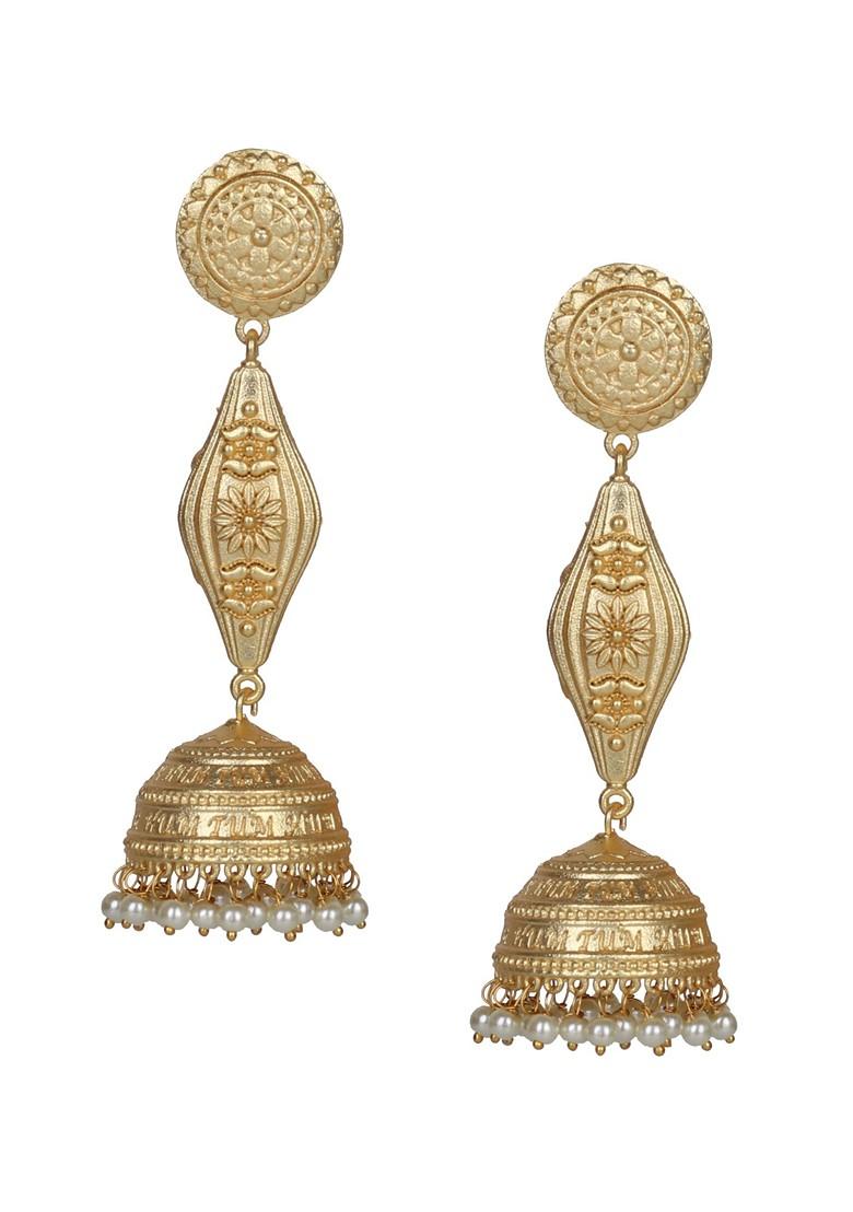 Matte Gold Finish Handcrafted Stud Earrings - Indya