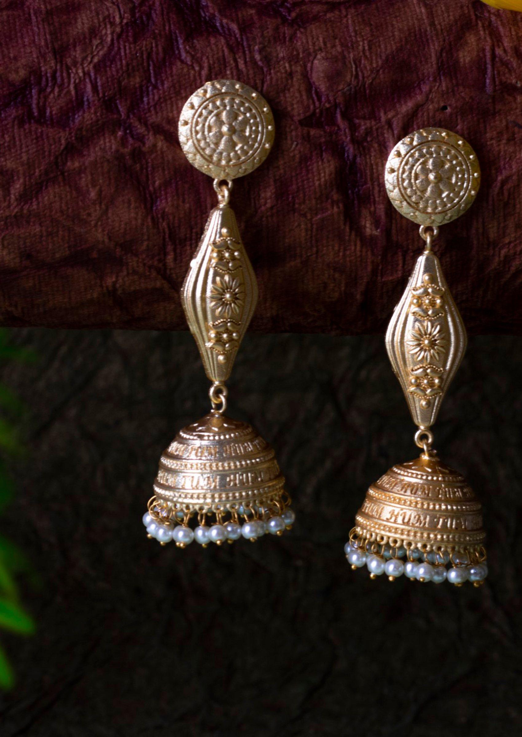 Matte Gold Finish Handcrafted Stud Earrings - Indya