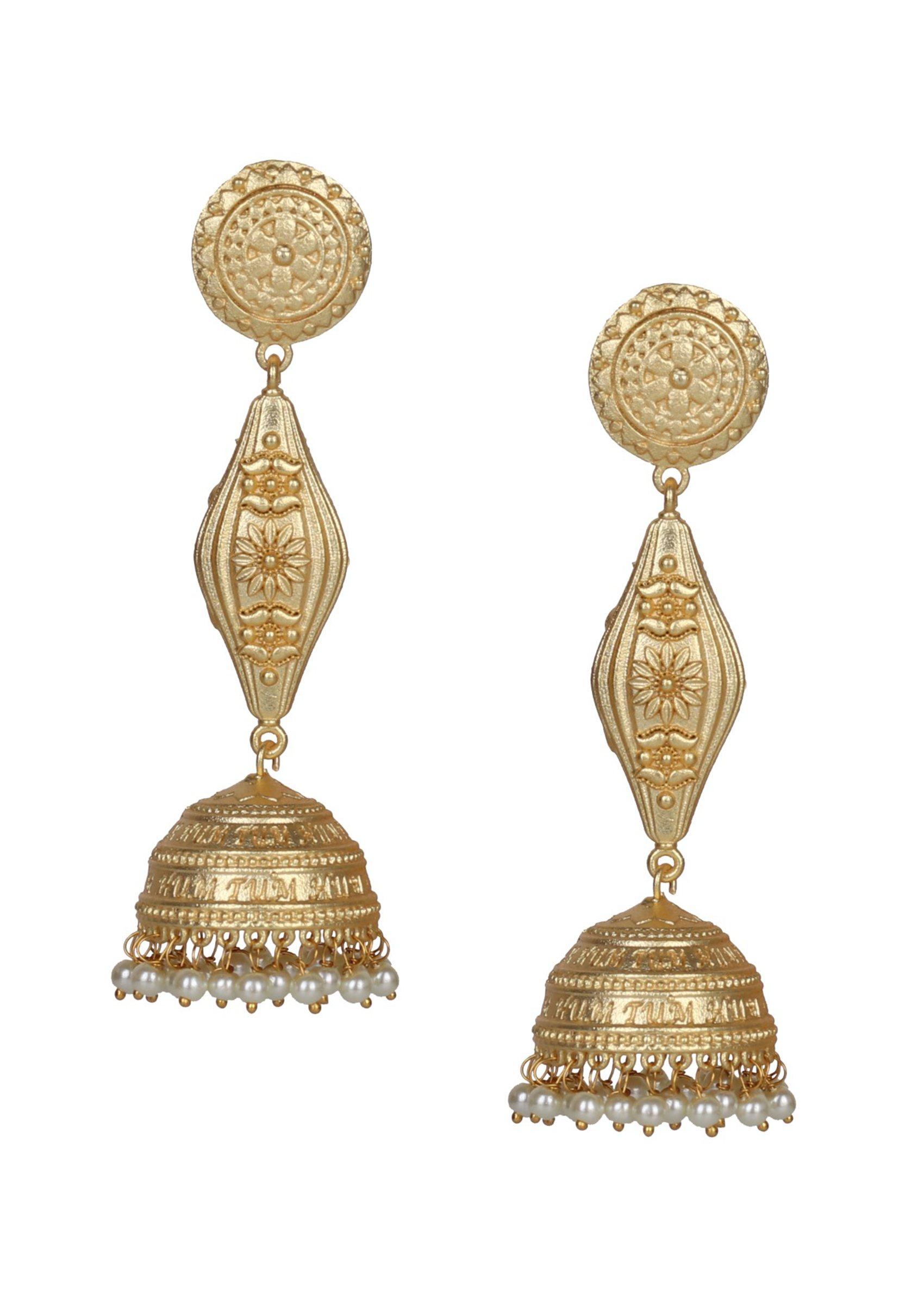 Matte Gold Finish Handcrafted Stud Earrings - Indya