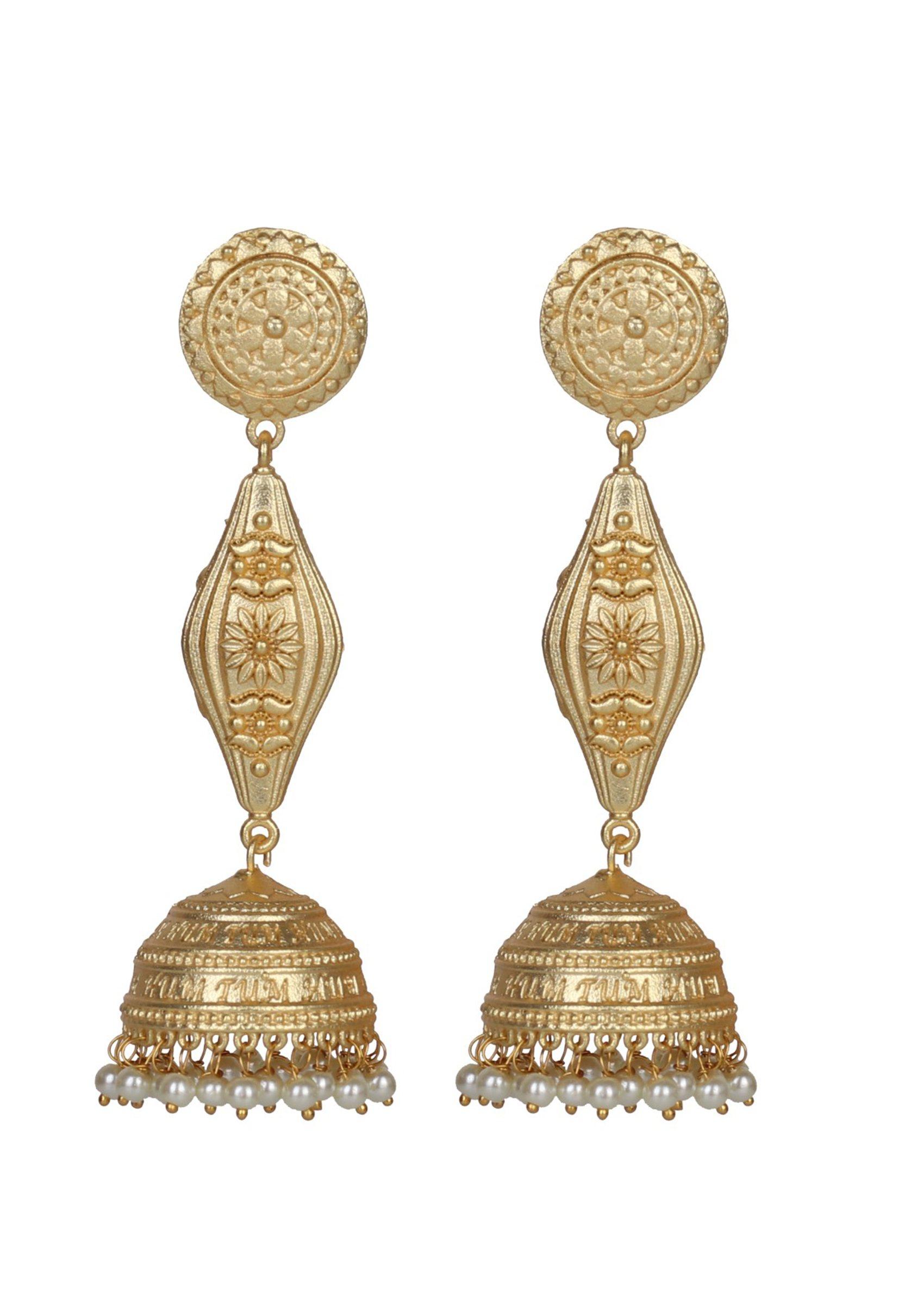 Matte Gold Finish Handcrafted Stud Earrings - Indya