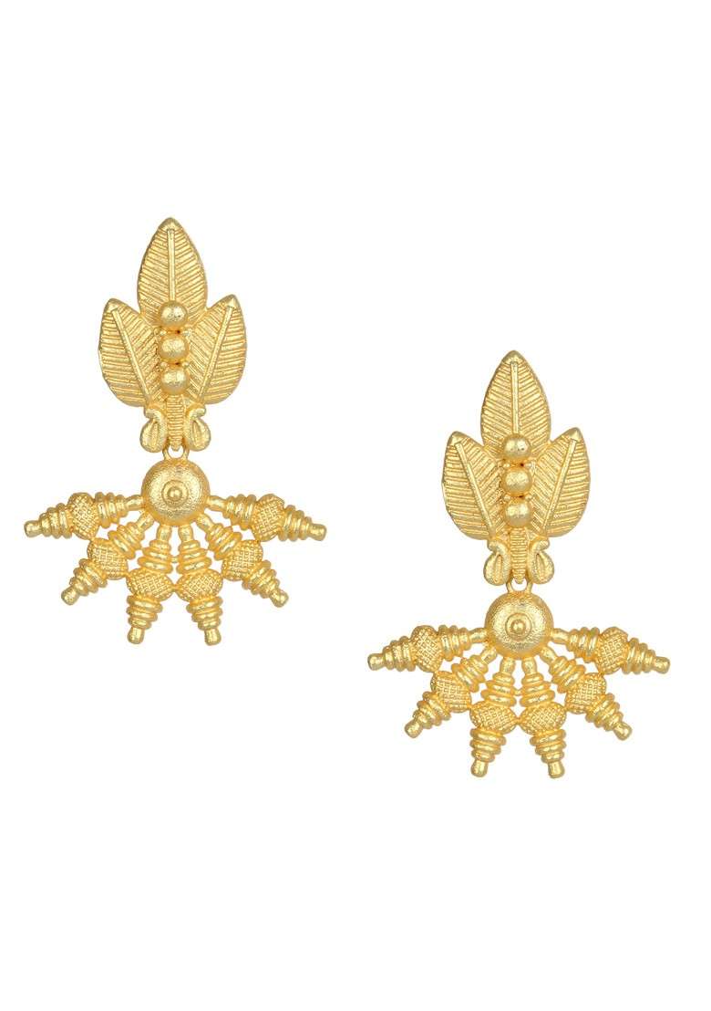 Matte Gold Finish Handcrafted Stud Earrings - Indya