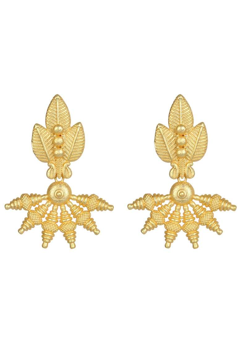 Matte Gold Finish Handcrafted Stud Earrings - Indya