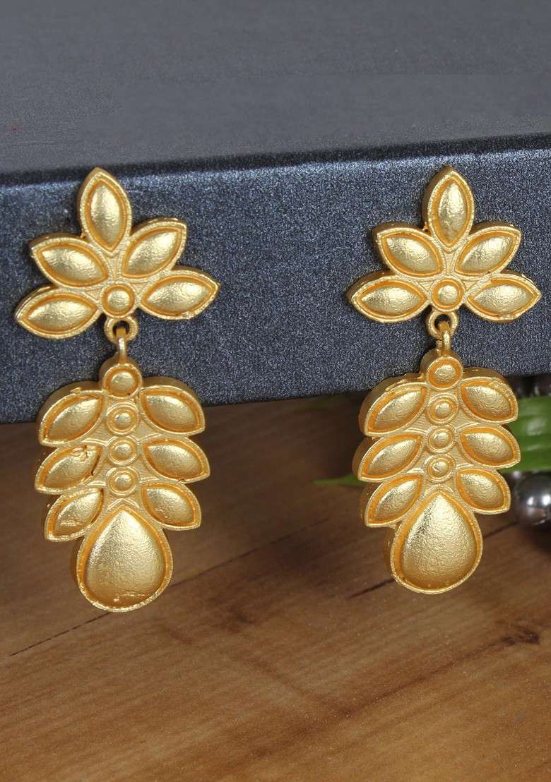 Matte Gold Finish Handcrafted Earrings - Indya