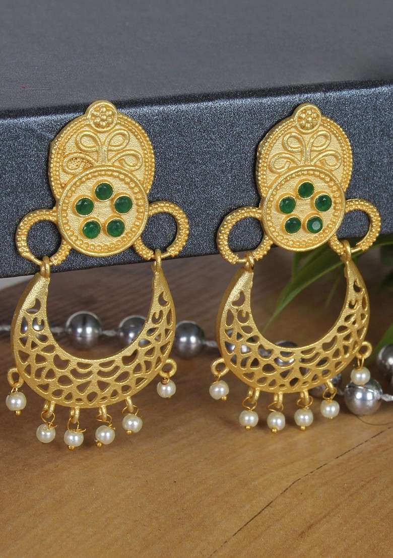 Matte Gold Plated Handcrafted Stud Earrings - Indya