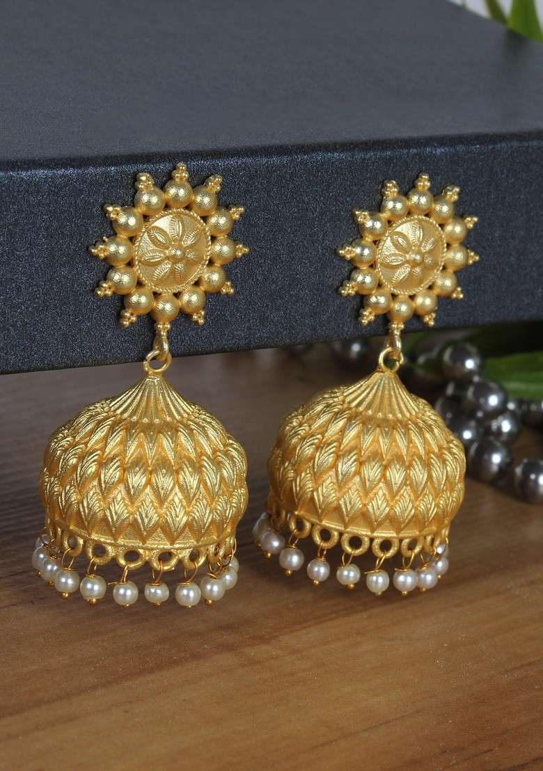 Matte Gold Finish Handcrafted Stud Earrings - Indya