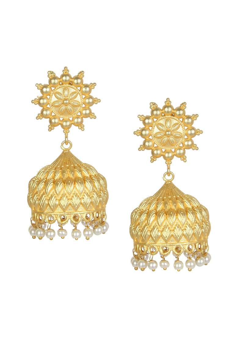 Matte Gold Finish Handcrafted Stud Earrings - Indya