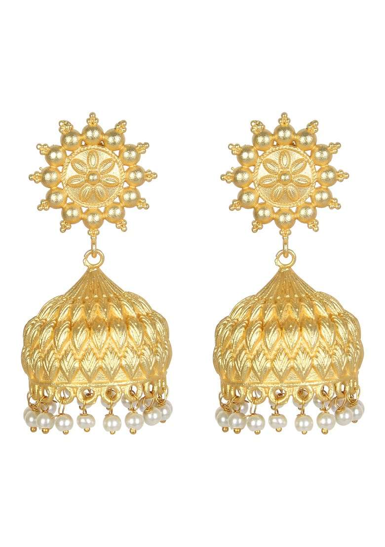 Matte Gold Finish Handcrafted Stud Earrings - Indya