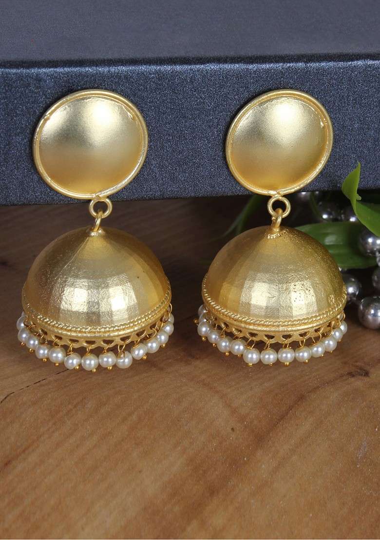 Matte Gold Finish Handcrafted Stud Earrings - Indya