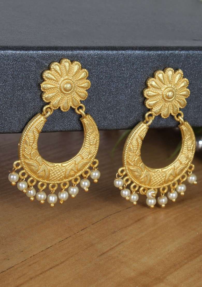 Matte Gold Plated Handcrafted Stud Earrings - Indya