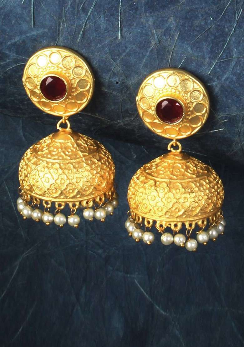 Matte Gold Finish Handcrafted Stud Earrings - Indya