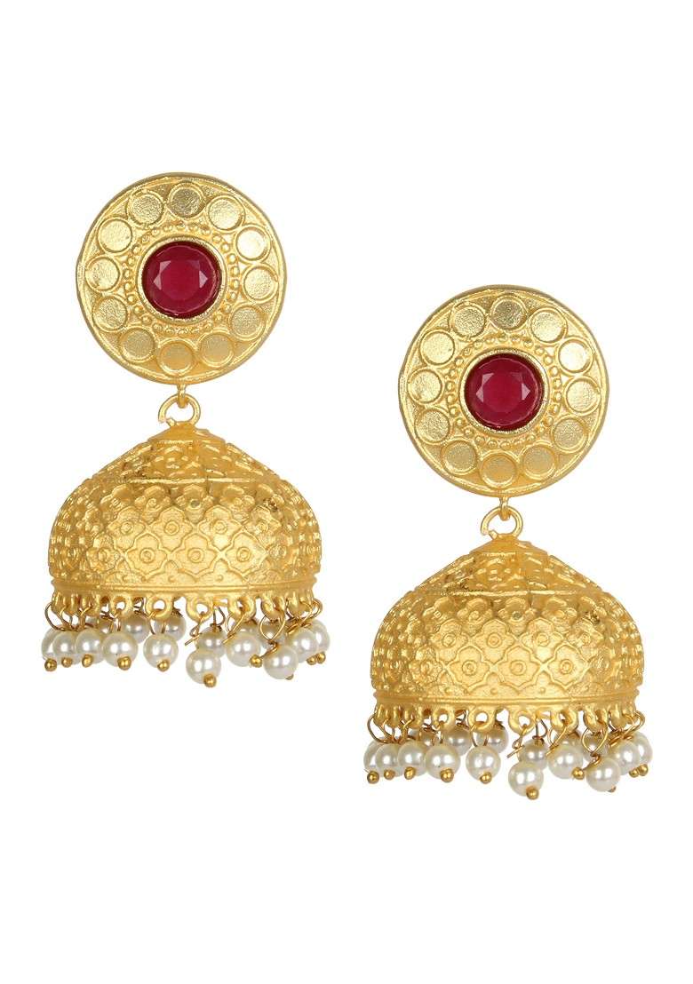 Matte Gold Finish Handcrafted Stud Earrings - Indya