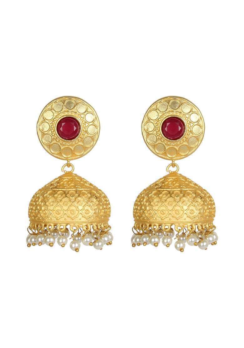 Matte Gold Finish Handcrafted Stud Earrings - Indya