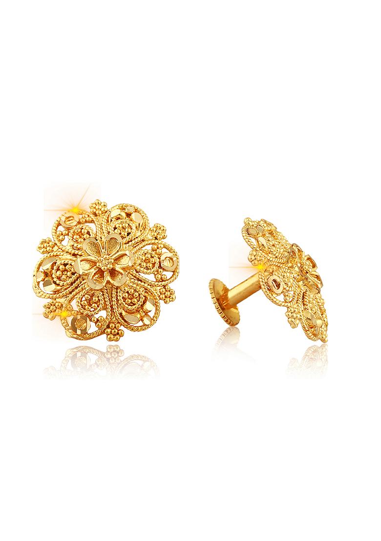 Traditional Alloy Gold Plated Round Stud Earrings
