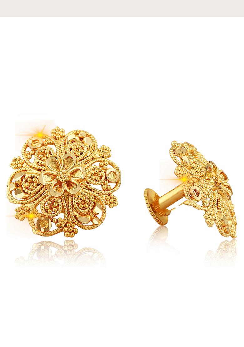 Traditional Alloy Gold Plated Round Stud Earrings