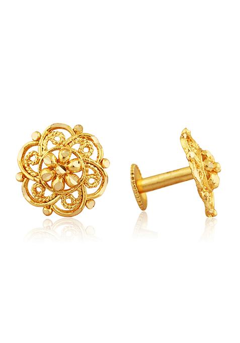 Traditional Gold Plated Round Stud Earrings